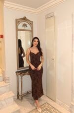 Tül Baskılı Askılı Elbise - Görsel 6