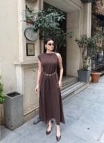 Linda Kumaş Aksesuarlı ve Kemerli Elbise - Görsel 2
