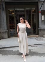Linda Kumaş Aksesuarlı ve Kemerli Elbise - Görsel 5