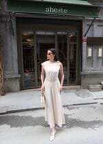 Linda Kumaş Aksesuarlı ve Kemerli Elbise - Görsel 6