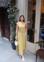 Linda Kumaş Aksesuarlı ve Kemerli Elbise - Görsel 9
