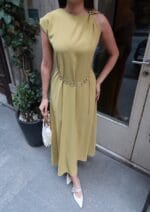Linda Kumaş Aksesuarlı ve Kemerli Elbise - Görsel 10