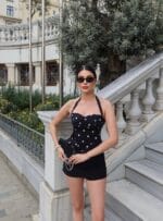 Poplin Kumaş Puantiyeli Boyundan Bağlamalı Bluz - Görsel 2