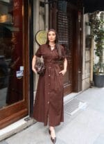 Poplin Kumaş Düğmeli Elbise - Görsel 7