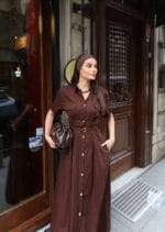 Poplin Kumaş Düğmeli Elbise - Görsel 6