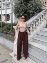 Dokuma Kırışık Kumaş Pantolon - Görsel 5