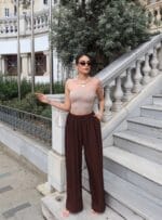 Dokuma Kırışık Kumaş Pantolon - Görsel 6