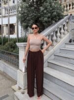 Dokuma Kırışık Kumaş Pantolon - Görsel 7