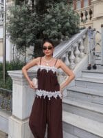 Dokuma Kırışık Kumaş Dantelli Bluz - Görsel 6