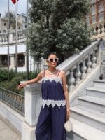 Dokuma Kırışık Kumaş Dantelli Bluz - Görsel 16