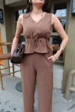 Linda Twill Kumaş Lastikli İkili Takım - Görsel 13