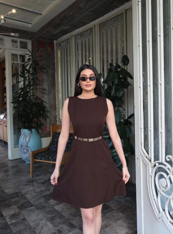 toptan double kumaş kemerli elbise