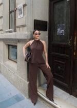 Linda Twil Kumaş Halter Yaka Takım - Görsel 2