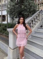 Puantiyeli Fırfırlı Mini Elbise - Görsel 2