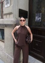 Linda Twil Kumaş Halter Yaka Takım - Görsel 3