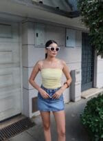 Puantiyeli Büzgülü Crop - Görsel 9