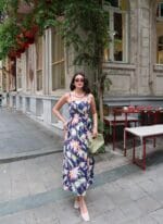 Çiçek Desenli Askılı Elbise - Görsel 6