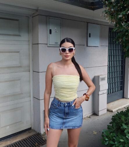 toptan puantiyeli büzgülü crop