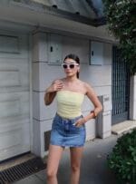 Puantiyeli Büzgülü Crop - Görsel 11