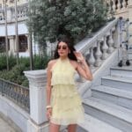 toptan fırfırlı puantiyeli mini elbise