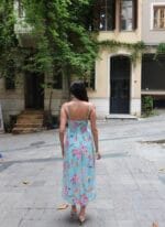 Çiçek Desenli Askılı Elbise - Görsel 12