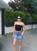 Puantiyeli Büzgülü Crop - Görsel 18