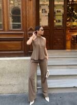 Linda Twil Kumaş Halter Yaka Takım - Görsel 11