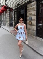 Poplin Kumaş Büyük Puantiye Balon Elbise - Görsel 14