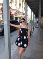 Poplin Kumaş Büyük Puantiye Balon Elbise - Görsel 23