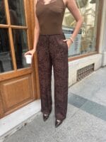 Leopar Desenli Saten Pantolon - Görsel 3