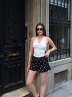 Poplin Kumaş Puantiye Desenli Şort - Görsel 3
