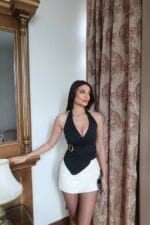 Dalgıç Kumaş Aksesuarlı Boyundan Geçmeli Crop - Görsel 5