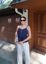 Kırışık Tensel Kumaş Düğmeli Bluz - Görsel 8