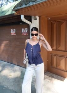 Kırışık Tensel Kumaş Düğmeli Bluz - Görsel 9