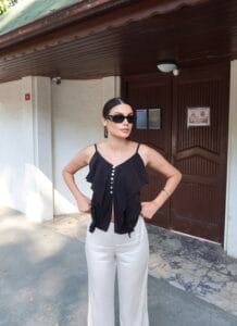 Kırışık Tensel Kumaş Düğmeli Bluz - Görsel 16
