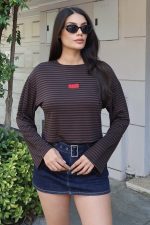 Çizgili Kumaş Nakışlı Bluz - Görsel 5