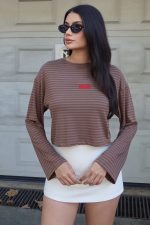 Çizgili Kumaş Nakışlı Bluz - Görsel 17