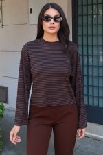 Çizgili Kumaş Basic Bluz - Görsel 4