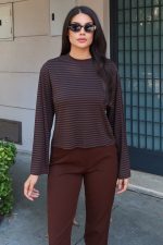 Çizgili Kumaş Basic Bluz