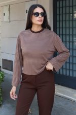 Çizgili Kumaş Basic Bluz - Görsel 14