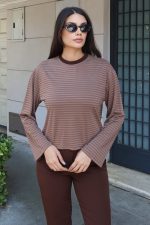 Çizgili Kumaş Basic Bluz - Görsel 15