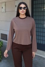 Çizgili Kumaş Basic Bluz - Görsel 16