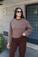 Çizgili Kumaş Basic Bluz - Görsel 3