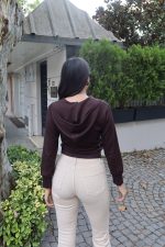 Dalgıç Kumaş Fermuarlı Parmak Geçmeli Belden Oturtmalı Hırka - Görsel 13
