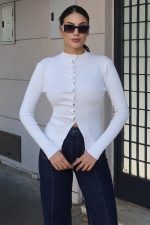 Triko Büzgü Düğmeli Hırka - Görsel 8