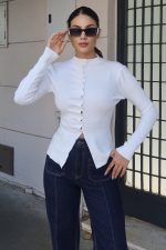 Triko Büzgü Düğmeli Hırka - Görsel 9