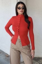 Triko Büzgü Düğmeli Hırka - Görsel 19