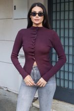 Triko Büzgü Düğmeli Hırka - Görsel 24