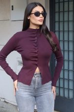 Triko Büzgü Düğmeli Hırka - Görsel 26