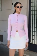 Triko Büzgü Düğmeli Hırka - Görsel 30